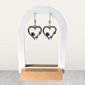 Dog Footprint Heart Drop Earring